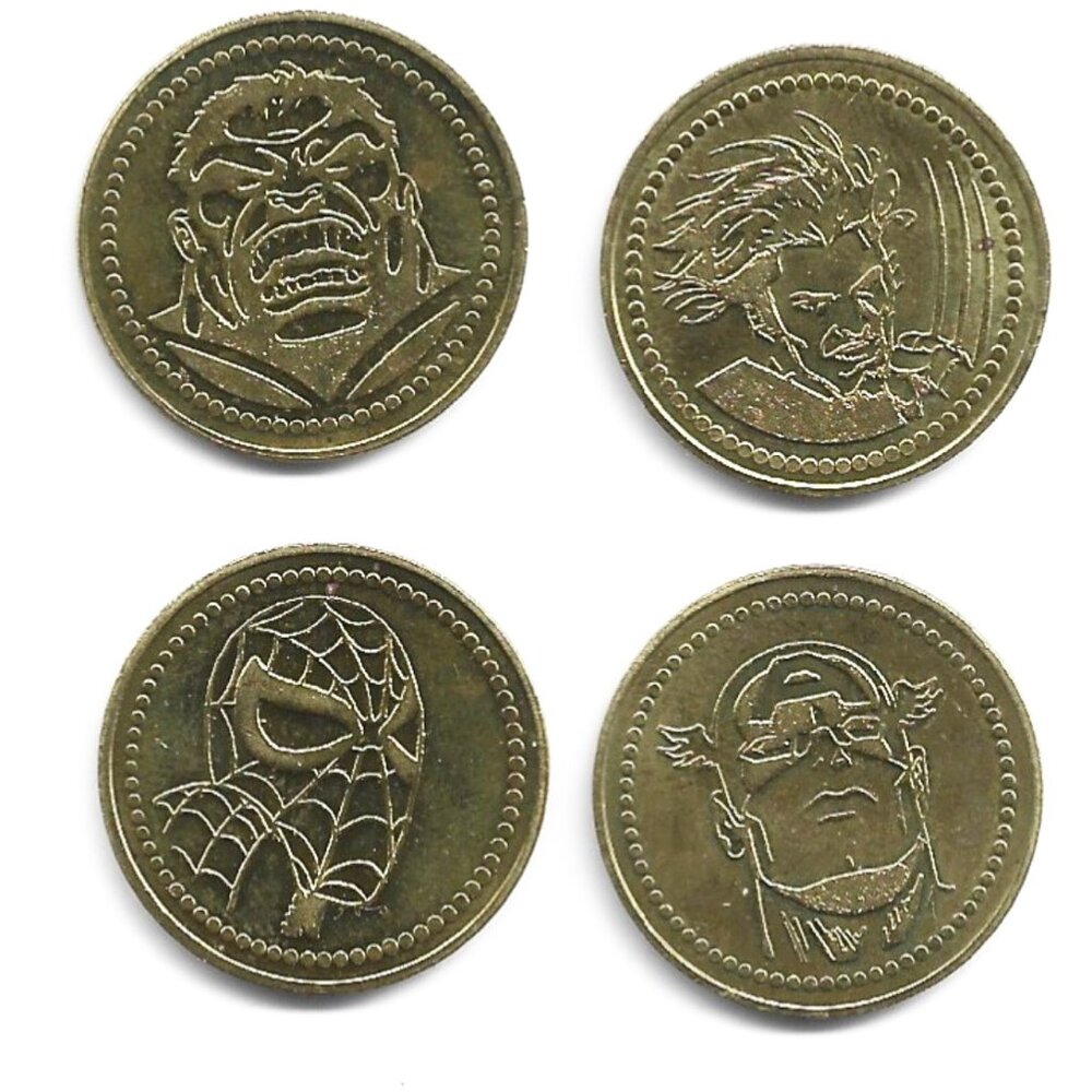 Marvel Adventure City Niagara Falls Set of 4 Superhero Video Arcade Tokens (8-2)